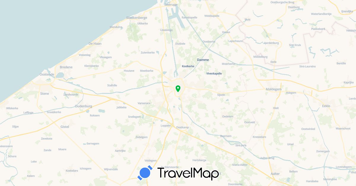 TravelMap itinerary: bus in Belgium (Europe)